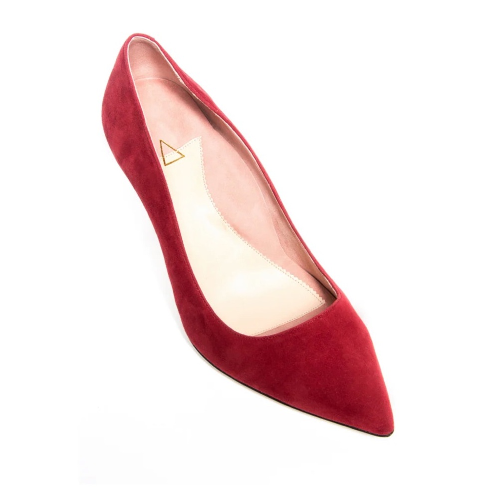 Pointed Toe Red Suede Women's Heel Pump